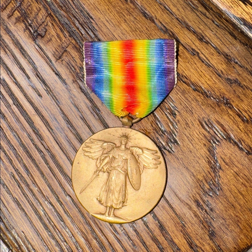 Vintage Gold Medal with Rainbow Ribbon